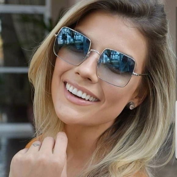 Ray-Ban Sunglasses RB1971 Silver Gradient Blue Lens Square Frame main image 4